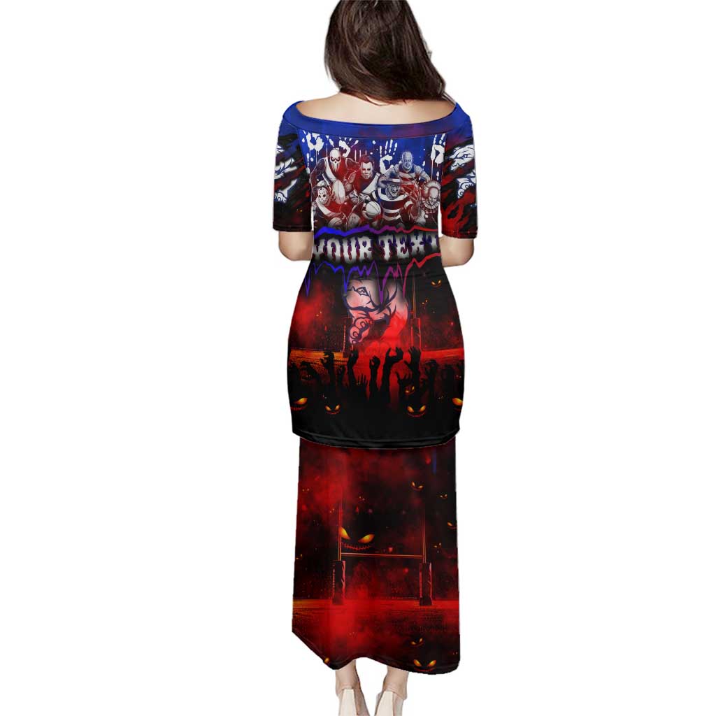 Step Into Horror Domain Bulldogs Football Family Matching Puletasi and Hawaiian Shirt Halloween Horror Movie Characters - Aussie Hoodie