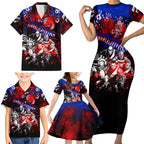 Step Into Horror Domain Bulldogs Football Family Matching Short Sleeve Bodycon Dress and Hawaiian Shirt Halloween Horror Movie Characters - Aussie Hoodie