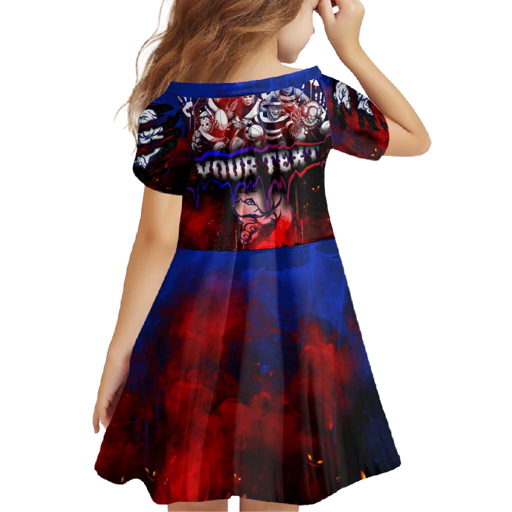 Step Into Horror Domain Bulldogs Football Family Matching Short Sleeve Bodycon Dress and Hawaiian Shirt Halloween Horror Movie Characters - Aussie Hoodie