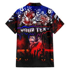 Step Into Horror Domain Bulldogs Football Family Matching Short Sleeve Bodycon Dress and Hawaiian Shirt Halloween Horror Movie Characters - Aussie Hoodie