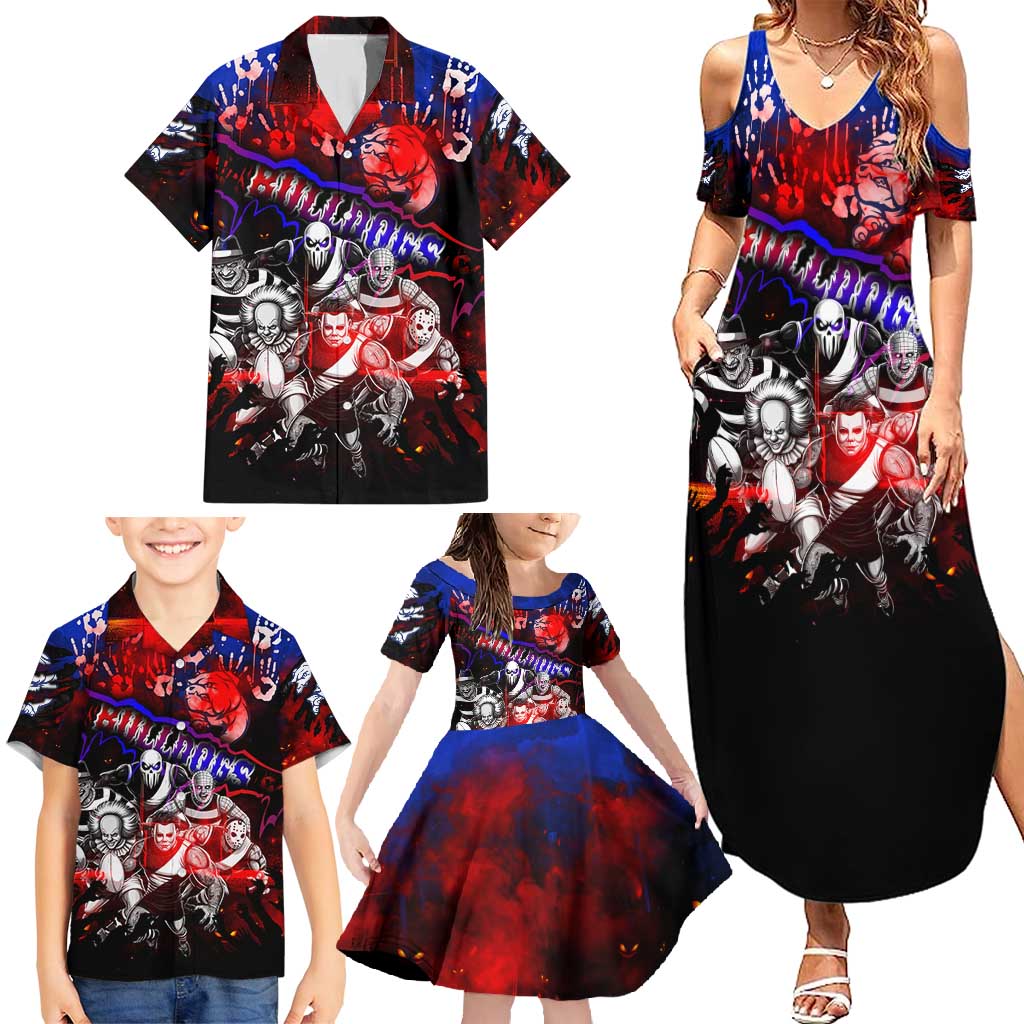 Step Into Horror Domain Bulldogs Football Family Matching Summer Maxi Dress and Hawaiian Shirt Halloween Horror Movie Characters - Aussie Hoodie
