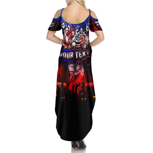 Step Into Horror Domain Bulldogs Football Family Matching Summer Maxi Dress and Hawaiian Shirt Halloween Horror Movie Characters - Aussie Hoodie