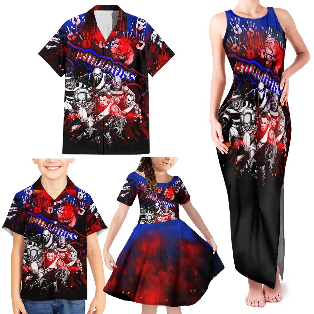 Step Into Horror Domain Bulldogs Football Family Matching Tank Maxi Dress and Hawaiian Shirt Halloween Horror Movie Characters - Aussie Hoodie