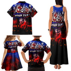 Step Into Horror Domain Bulldogs Football Family Matching Tank Maxi Dress and Hawaiian Shirt Halloween Horror Movie Characters - Aussie Hoodie