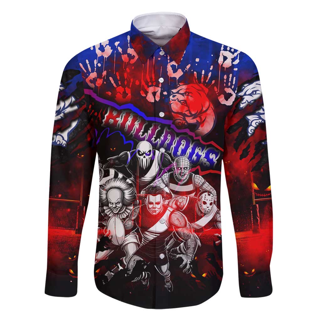 Step Into Horror Domain Bulldogs Football Family Matching Tank Maxi Dress and Hawaiian Shirt Halloween Horror Movie Characters - Aussie Hoodie