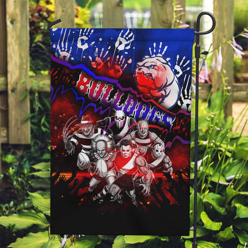 Step Into Horror Domain Bulldogs Football Garden Flag Halloween Horror Movie Characters - Aussie Hoodie