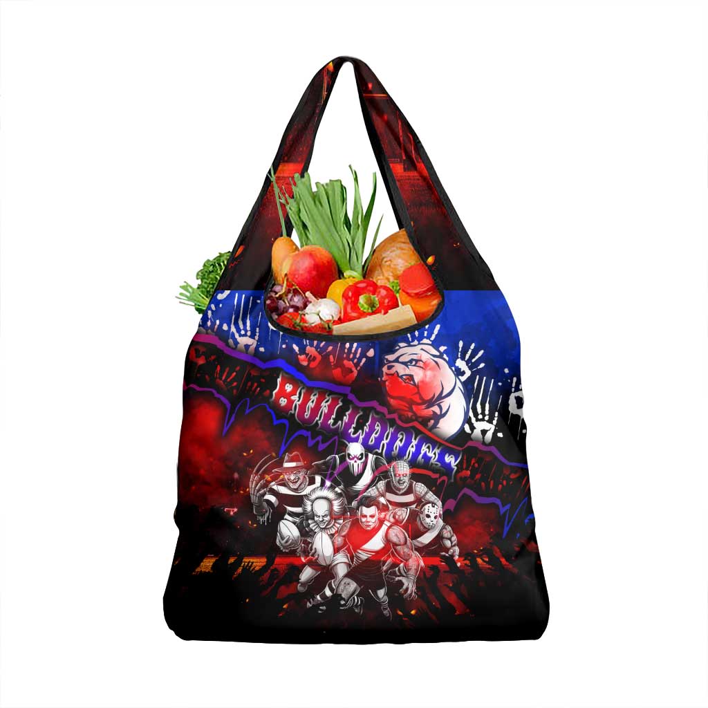 Step Into Horror Domain Bulldogs Football Grocery Bag Halloween Horror Movie Characters - Aussie Hoodie