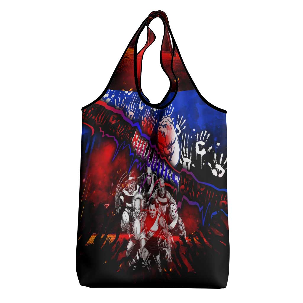 Step Into Horror Domain Bulldogs Football Grocery Bag Halloween Horror Movie Characters - Aussie Hoodie