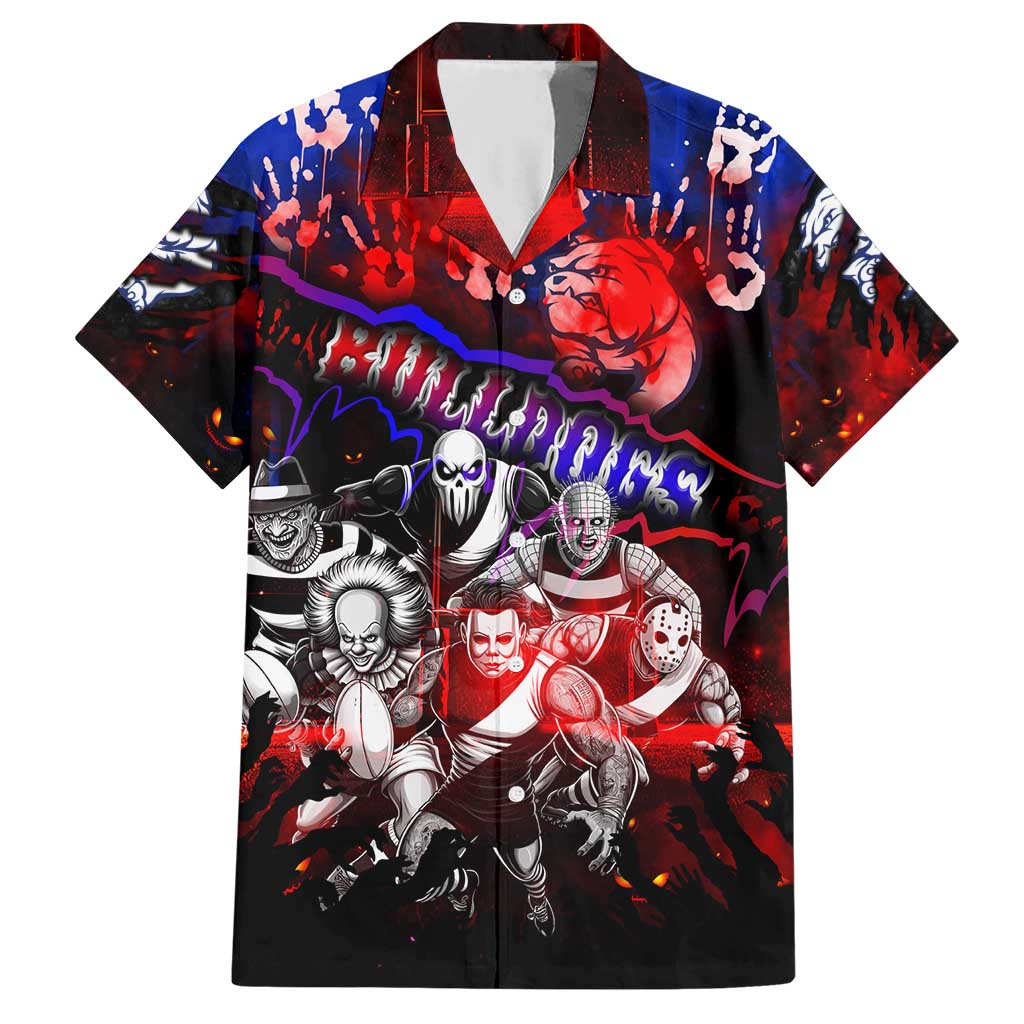 Step Into Horror Domain Bulldogs Football Hawaiian Shirt Halloween Horror Movie Characters - Aussie Hoodie