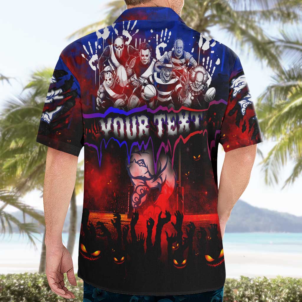Step Into Horror Domain Bulldogs Football Hawaiian Shirt Halloween Horror Movie Characters - Aussie Hoodie