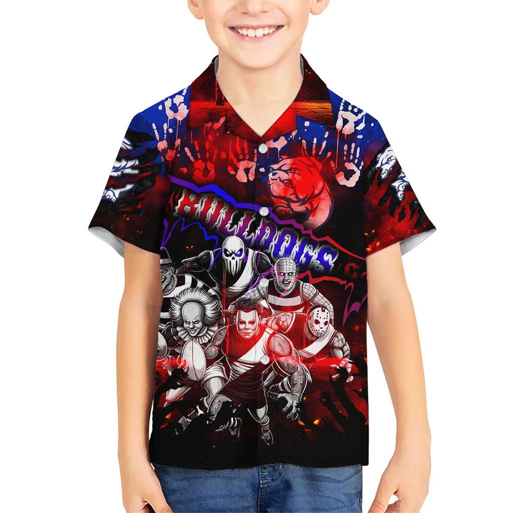 Step Into Horror Domain Bulldogs Football Hawaiian Shirt Halloween Horror Movie Characters - Aussie Hoodie
