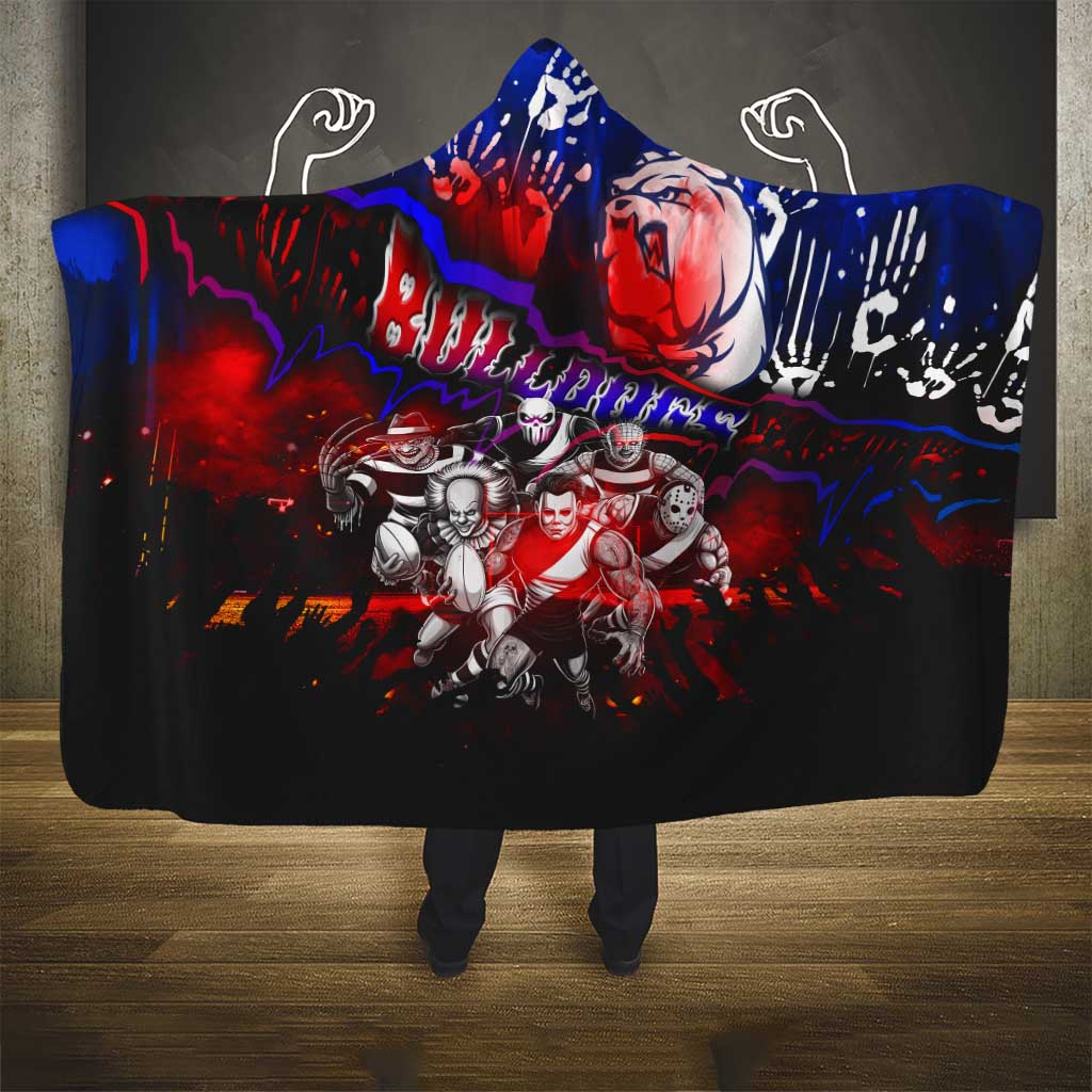 Step Into Horror Domain Bulldogs Football Hooded Blanket Halloween Horror Movie Characters - Aussie Hoodie