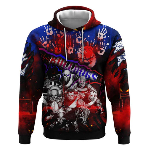 Step Into Horror Domain Bulldogs Football Hoodie Halloween Horror Movie Characters - Aussie Hoodie