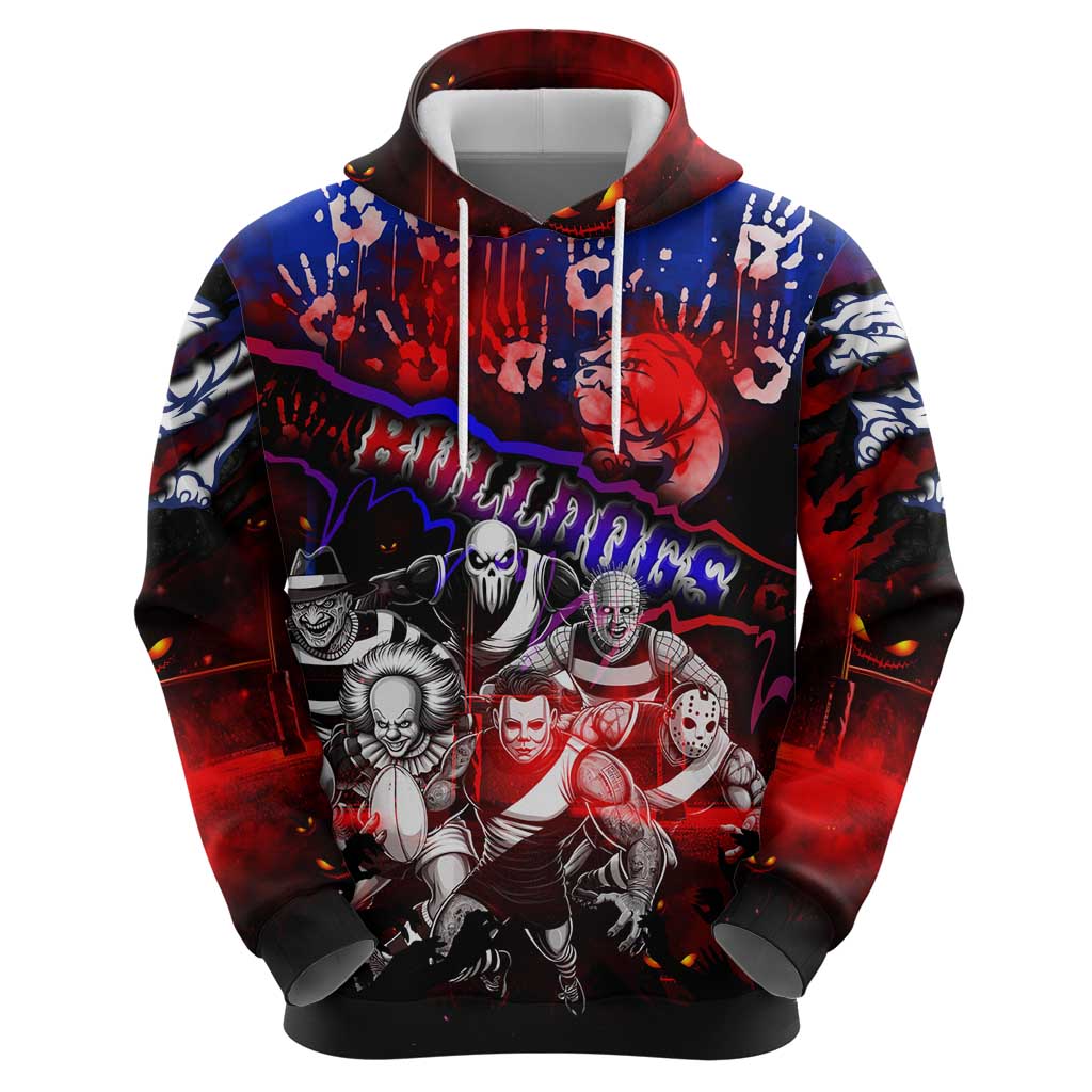 Step Into Horror Domain Bulldogs Football Hoodie Halloween Horror Movie Characters - Aussie Hoodie