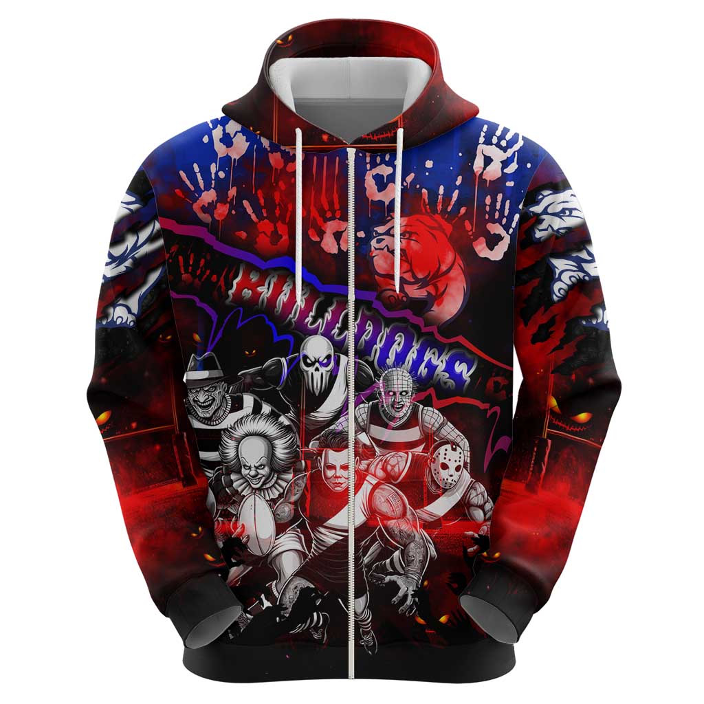 Step Into Horror Domain Bulldogs Football Hoodie Halloween Horror Movie Characters - Aussie Hoodie