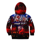 Step Into Horror Domain Bulldogs Football Kid Hoodie Halloween Horror Movie Characters - Aussie Hoodie