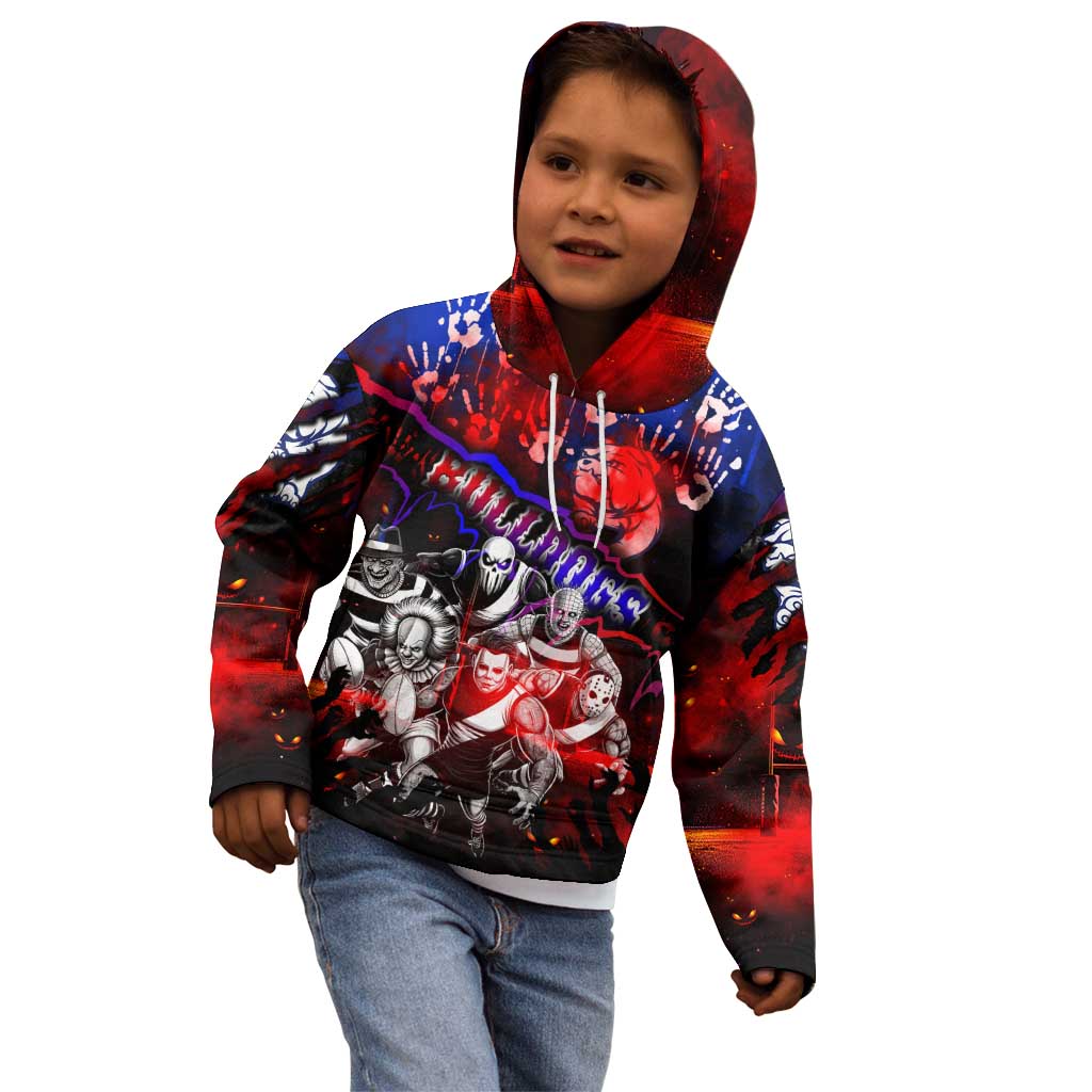 Step Into Horror Domain Bulldogs Football Kid Hoodie Halloween Horror Movie Characters - Aussie Hoodie