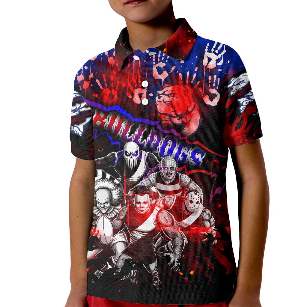 Step Into Horror Domain Bulldogs Football Kid Polo Shirt Halloween Horror Movie Characters - Aussie Hoodie