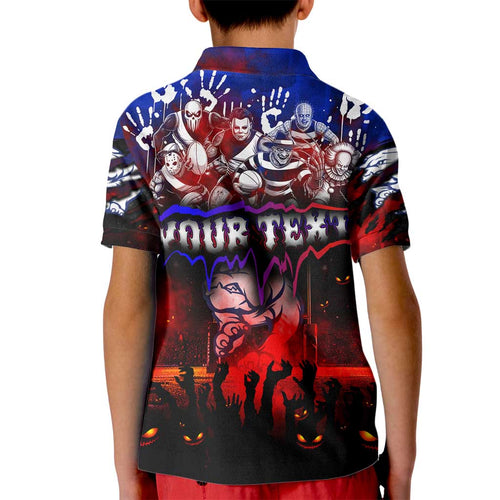 Step Into Horror Domain Bulldogs Football Kid Polo Shirt Halloween Horror Movie Characters - Aussie Hoodie