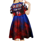 Step Into Horror Domain Bulldogs Football Kid Short Sleeve Dress Halloween Horror Movie Characters - Aussie Hoodie
