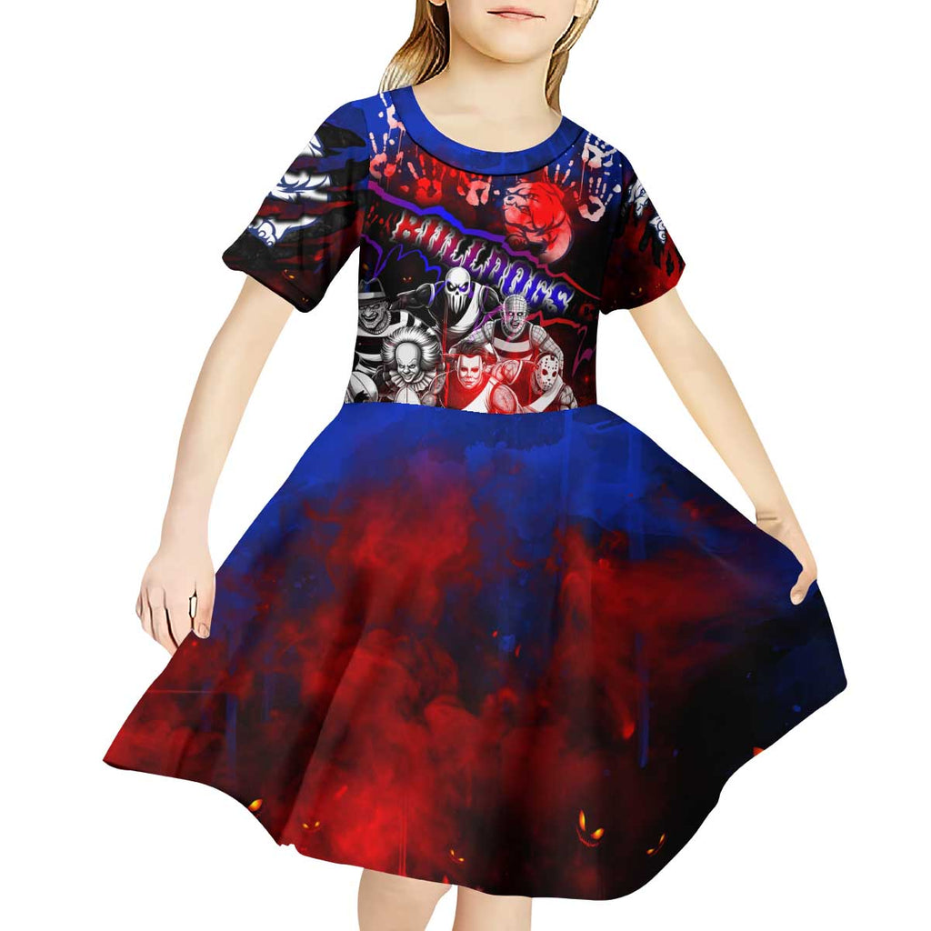 Step Into Horror Domain Bulldogs Football Kid Short Sleeve Dress Halloween Horror Movie Characters - Aussie Hoodie