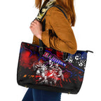 Step Into Horror Domain Bulldogs Football Leather Tote Bag Halloween Horror Movie Characters - Aussie Hoodie