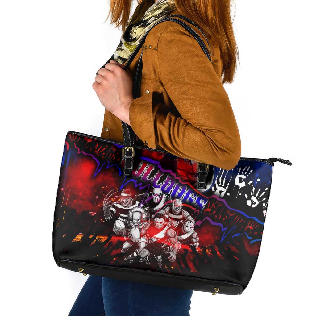 Step Into Horror Domain Bulldogs Football Leather Tote Bag Halloween Horror Movie Characters - Aussie Hoodie