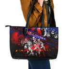 Step Into Horror Domain Bulldogs Football Leather Tote Bag Halloween Horror Movie Characters - Aussie Hoodie