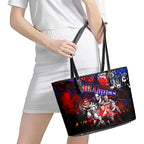 Step Into Horror Domain Bulldogs Football Leather Tote Bag Halloween Horror Movie Characters - Aussie Hoodie