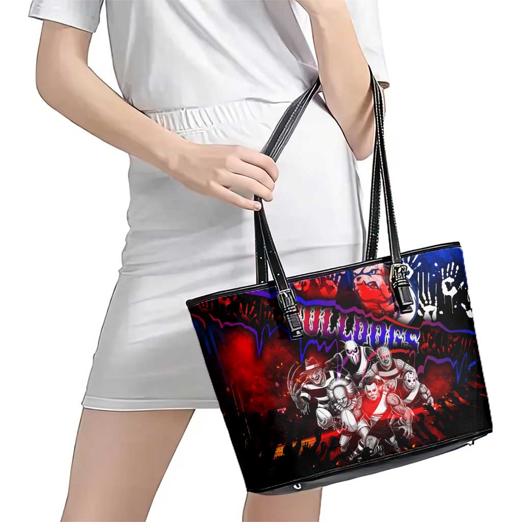 Step Into Horror Domain Bulldogs Football Leather Tote Bag Halloween Horror Movie Characters - Aussie Hoodie