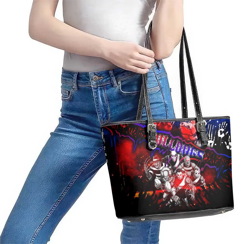 Step Into Horror Domain Bulldogs Football Leather Tote Bag Halloween Horror Movie Characters - Aussie Hoodie