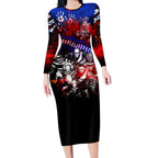 Step Into Horror Domain Bulldogs Football Long Sleeve Bodycon Dress Halloween Horror Movie Characters - Aussie Hoodie