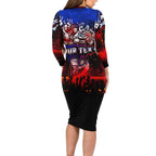 Step Into Horror Domain Bulldogs Football Long Sleeve Bodycon Dress Halloween Horror Movie Characters - Aussie Hoodie