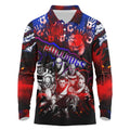 Step Into Horror Domain Bulldogs Football Long Sleeve Polo Shirt Halloween Horror Movie Characters - Aussie Hoodie