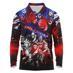 Step Into Horror Domain Bulldogs Football Long Sleeve Polo Shirt Halloween Horror Movie Characters - Aussie Hoodie