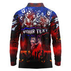 Step Into Horror Domain Bulldogs Football Long Sleeve Polo Shirt Halloween Horror Movie Characters - Aussie Hoodie