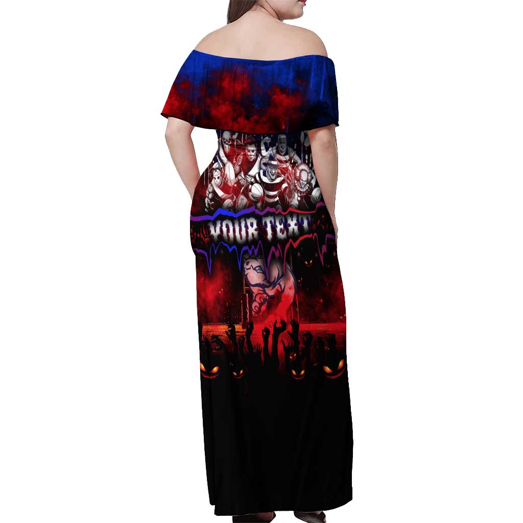 Step Into Horror Domain Bulldogs Football Off Shoulder Maxi Dress Halloween Horror Movie Characters - Aussie Hoodie