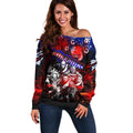 Step Into Horror Domain Bulldogs Football Off Shoulder Sweater Halloween Horror Movie Characters - Aussie Hoodie