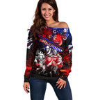 Step Into Horror Domain Bulldogs Football Off Shoulder Sweater Halloween Horror Movie Characters - Aussie Hoodie