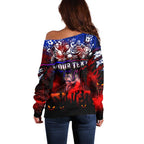 Step Into Horror Domain Bulldogs Football Off Shoulder Sweater Halloween Horror Movie Characters - Aussie Hoodie