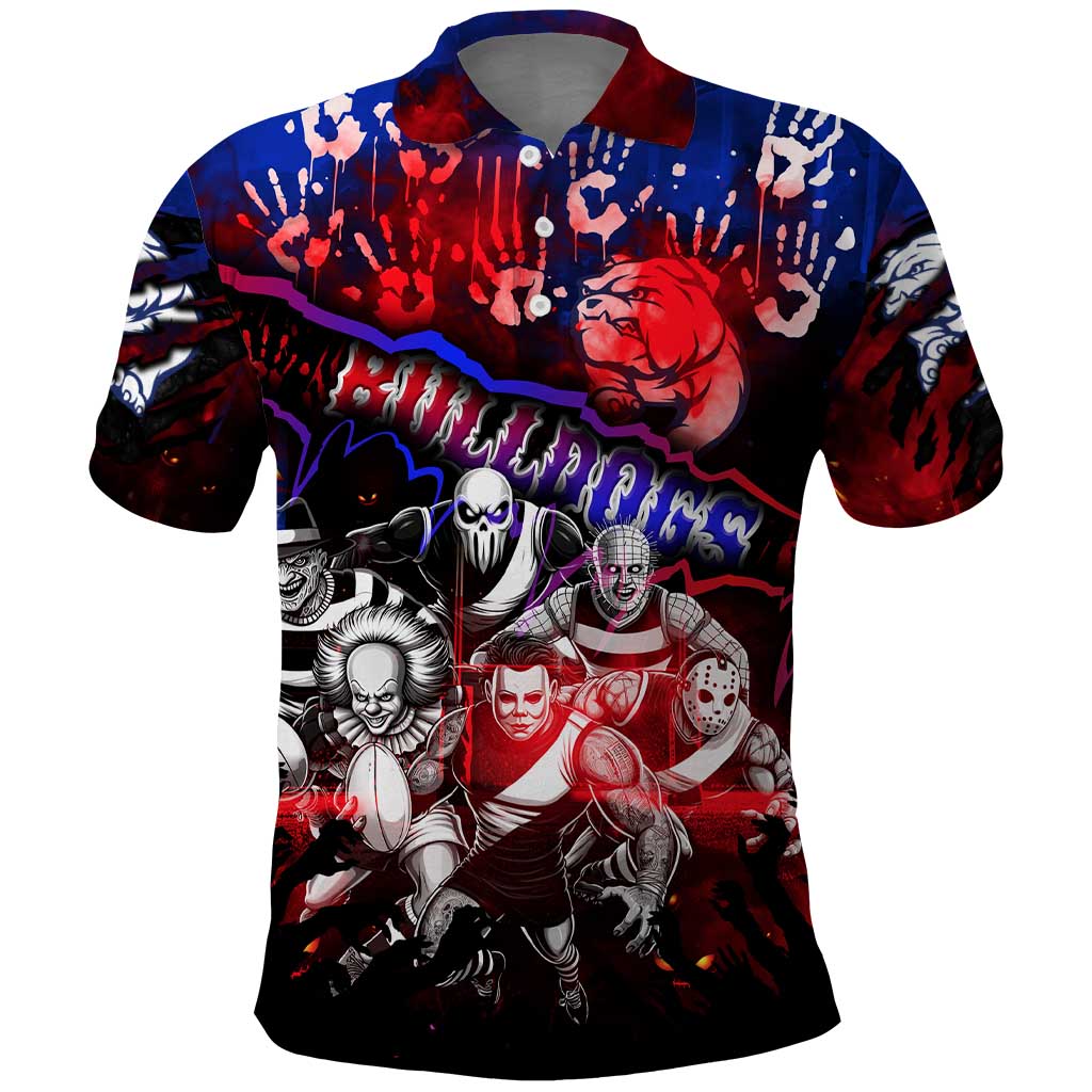Step Into Horror Domain Bulldogs Football Polo Shirt Halloween Horror Movie Characters - Aussie Hoodie