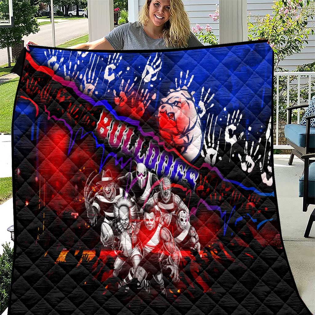 Step Into Horror Domain Bulldogs Football Quilt Halloween Horror Movie Characters - Aussie Hoodie