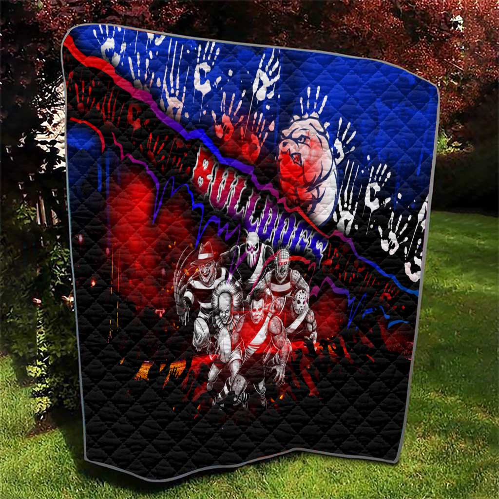 Step Into Horror Domain Bulldogs Football Quilt Halloween Horror Movie Characters - Aussie Hoodie