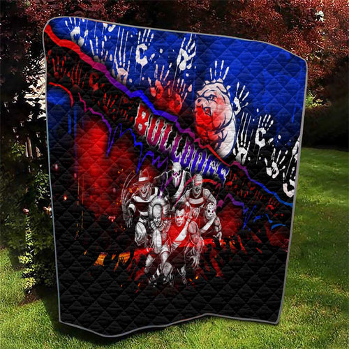Step Into Horror Domain Bulldogs Football Quilt Halloween Horror Movie Characters - Aussie Hoodie