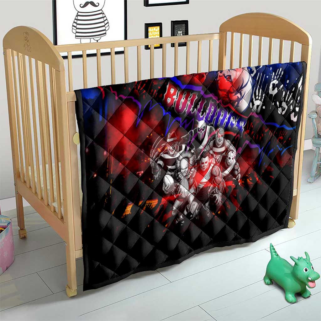 Step Into Horror Domain Bulldogs Football Quilt Halloween Horror Movie Characters - Aussie Hoodie