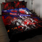 Step Into Horror Domain Bulldogs Football Quilt Bed Set Halloween Horror Movie Characters - Aussie Hoodie