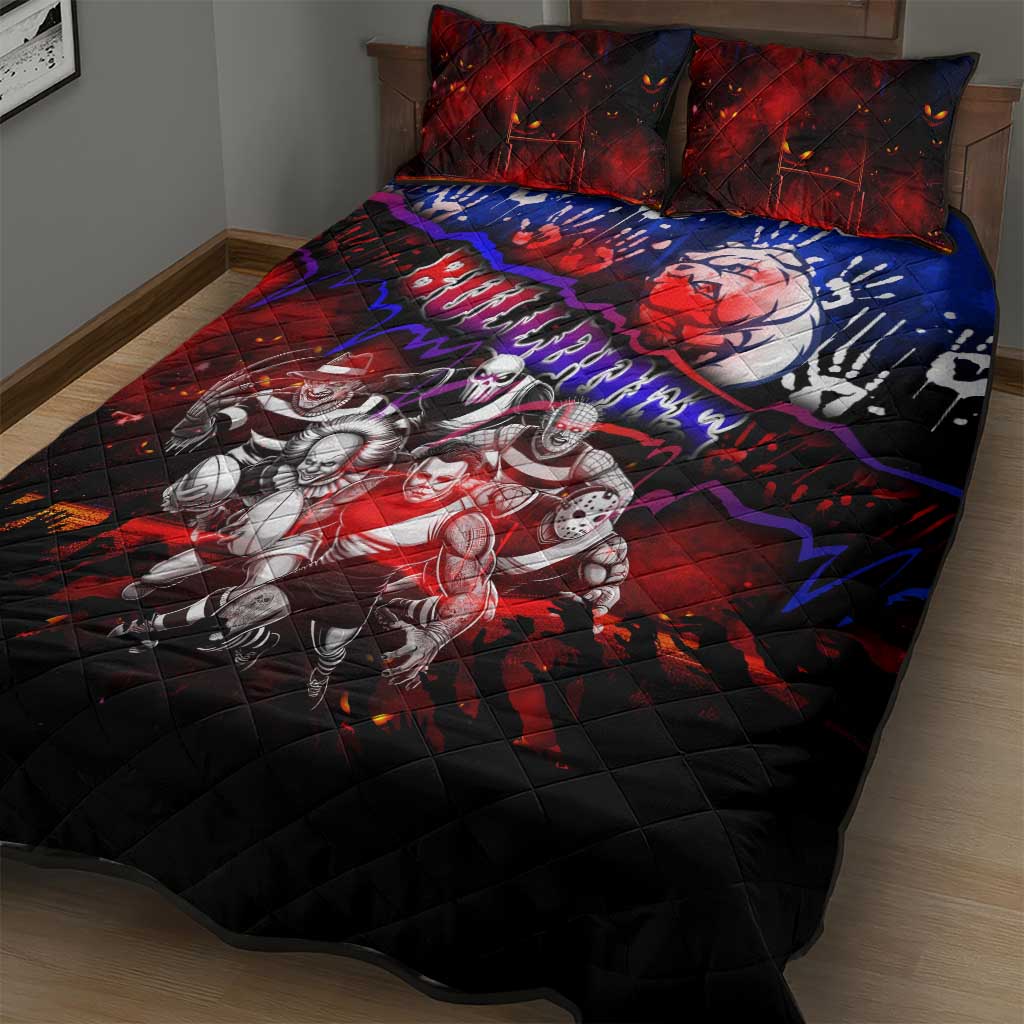 Step Into Horror Domain Bulldogs Football Quilt Bed Set Halloween Horror Movie Characters - Aussie Hoodie