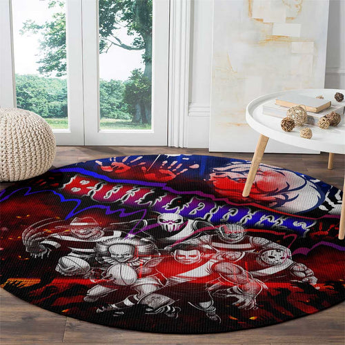 Step Into Horror Domain Bulldogs Football Round Carpet Halloween Horror Movie Characters - Aussie Hoodie