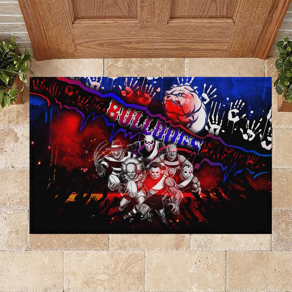 Step Into Horror Domain Bulldogs Football Rubber Doormat Halloween Horror Movie Characters - Aussie Hoodie