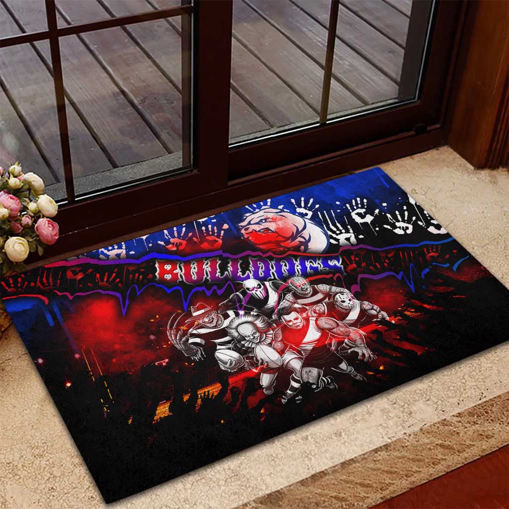 Step Into Horror Domain Bulldogs Football Rubber Doormat Halloween Horror Movie Characters - Aussie Hoodie